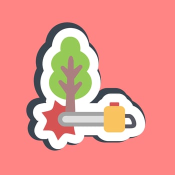 Sticker deforestation. Global warming elements. vector