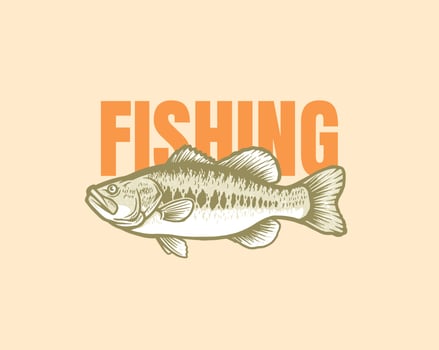 Largemouth bass fish typography illustration vector