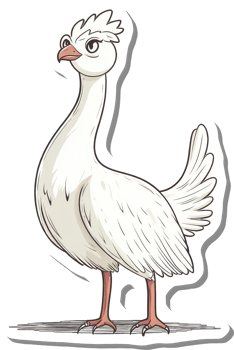 A Cartoon White Goose Stands Proudly Displaying Its Feathers png