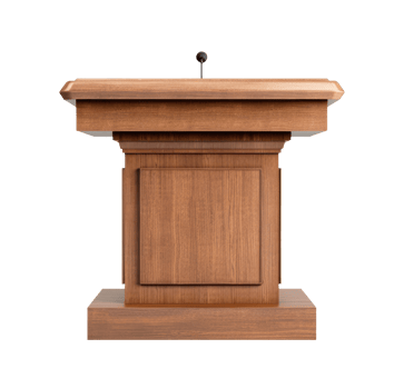 Wooden podium with microphone png