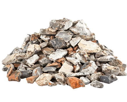 Pile Of Construction And Demolition Waste Broken Bricks, Stones And Concrete Pieces png