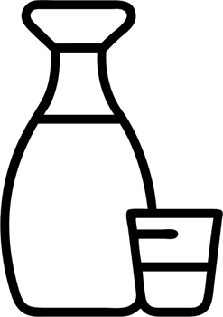 Sake in outline icon style, food and drinks theme. png