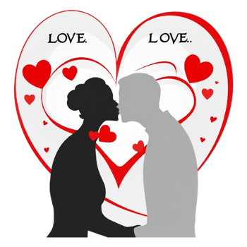 Valentine s day romantic silhouette couple kissing heart shape png