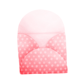 watercolor painting red envelope There is a pattern of white spots. The envelope is curved. png