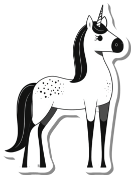 A Black And White Unicorn Illustration png