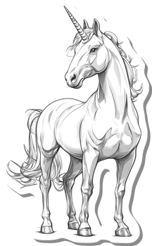 Majestic Unicorn Standing Gracefully In Artistic Linework png