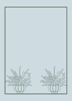 vintage wedding invitation card template design with line art flower vase decoration vector