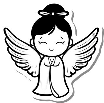 Adorable Anime Angel Girl Wearing Traditional Clothing png