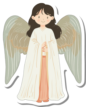 A Cute Angel Girl with Large Wings png