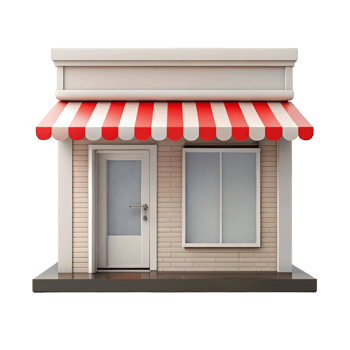 3D Render of a Classic Small Shopfront with Red and White Awning png
