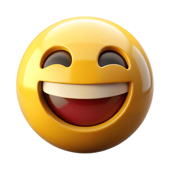 A cheerful 3D laughing emoji. png