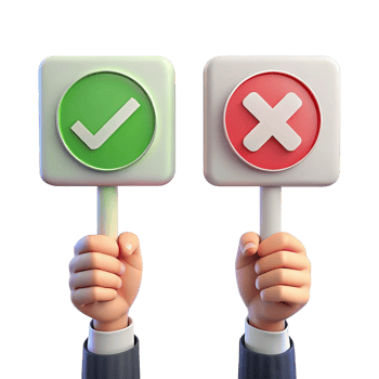 Hands Holding Yes and No Signs, 3D Illustration png