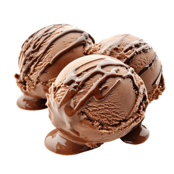 Delicious chocolate ice cream scoops drizzled with syrup on a transparent background ready to be enjoyed, Chocolate ice cream isolated on transparent background Stock Photo png