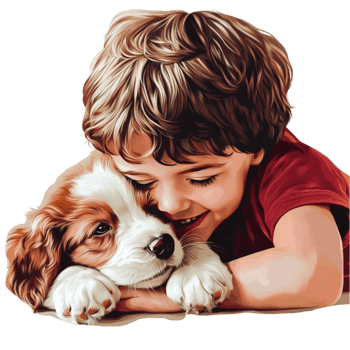 Boy Playing with Dog Companion png