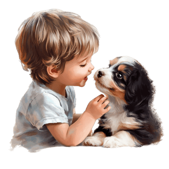 Child Hugging Puppy png