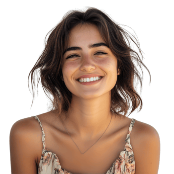 Happy young Uruguayan woman smiles brightly while enjoying a sunny day in a relaxed setting, Young Uruguayan woman happy and smiling isolated png