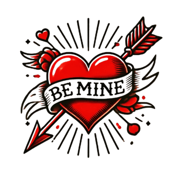 be mine tattoo design with an arrow and heart png