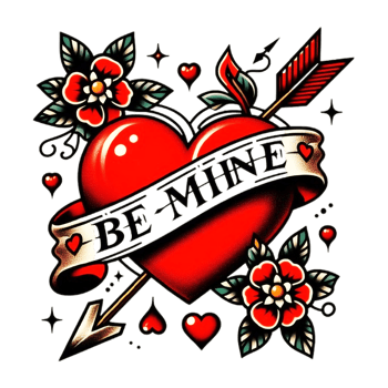 tattoo heart with arrow and ribbon be mine png