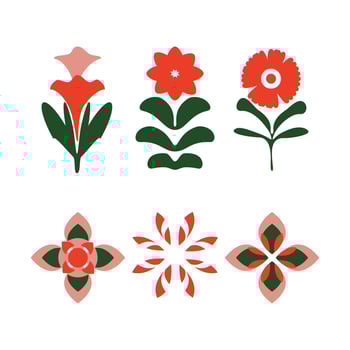 Abstract Flower Folk Clip Art Element For Decorative Ant Print. vector