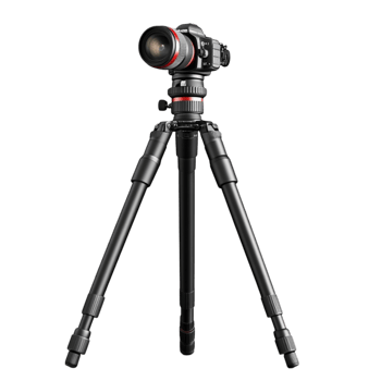 Stable Tripod Supporting a Professional Camera png