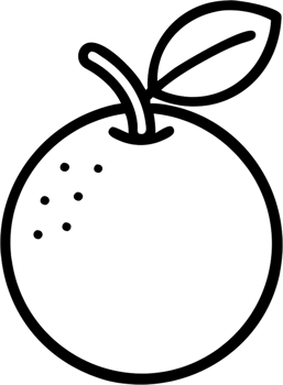 Orange in outline icon style, food and drinks theme. png