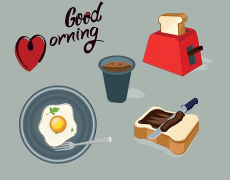 morning healthy fresh breakfast art vector