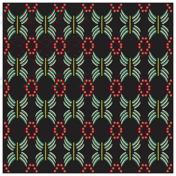 An artistic pattern of red and green leaves over a black surface, emphasizing the boldness and beauty of the foliage. vector