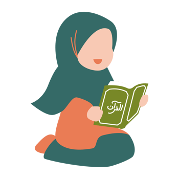 Muslim kid reading the Quran illustration png