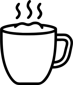Hot cocoa in outline icon style, food and drinks theme. png