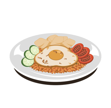 A plate with fried egg, rice and vegetables png
