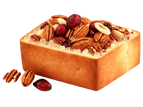 Cranberry Pecan Stuffing, toasted bread cubes, studded with dried cranberries and pecans, isolated on transparent png