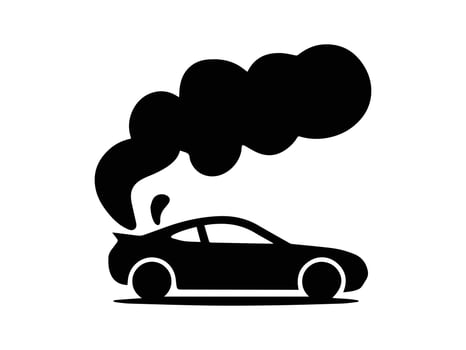 Silhouette of a car emitting dark exhaust fumes. vector