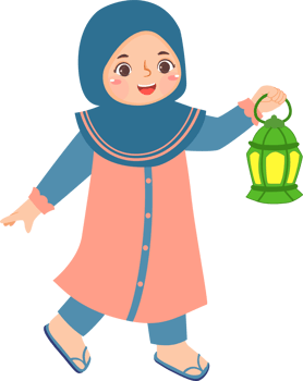 Muslim kid holding lantern png