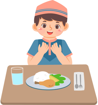 Muslim kid having iftar png