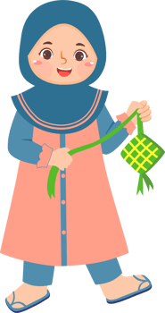 Hijab Girl holding Ketupat png