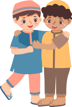 Two boys hugging each other in a cartoon style png