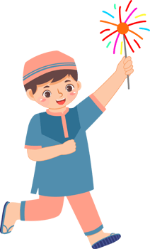 A cartoon boy holding a sparkler png