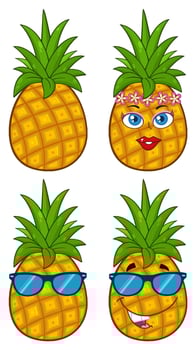 Pineapple with a Playful Look, Wearing Sunglasses and Expressing Summer Vibes vector