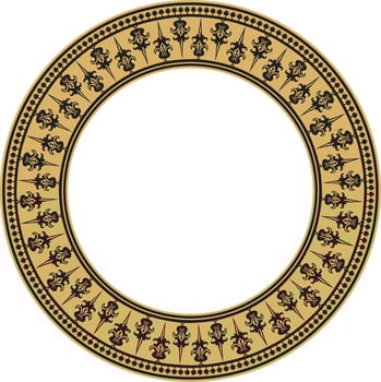 golden and black round byzantine ornament. Circle, border, frame of ancient Greece and Eastern Roman Empire. vector