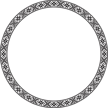 round monochrome seamless Belarusian national ornament. Ethnic endless circle vector