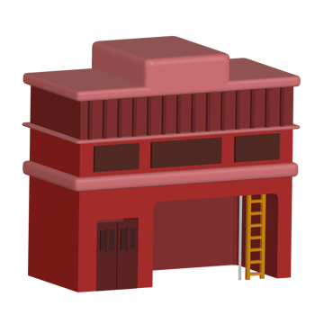 3D Firefighter Station Building Icon png