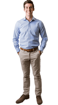 Man in lite blue Shirt and Tan Pants png