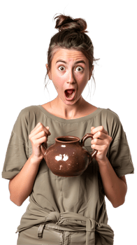 Woman Holding a Beautiful Teapot for Creative Projects png