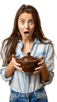 Stylish Teapot Balanced in a Womans Hand png
