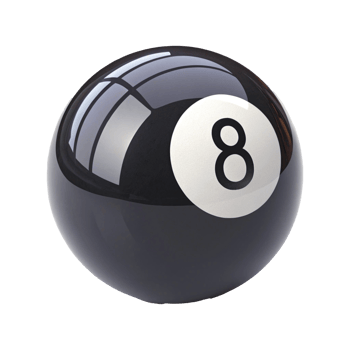 Glossy Black 8-Ball with Reflective Surface and Realistic Details png