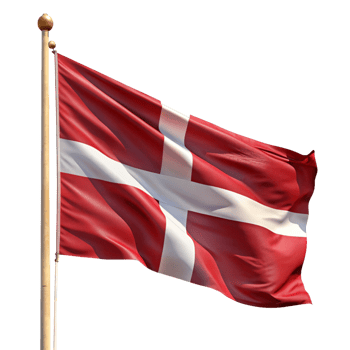 Denmark Waving Flag isolated on transparent background png