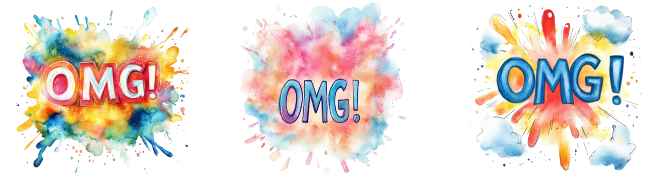 Watercolor Splashes Featuring The Word OMG png
