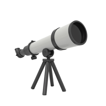 Telescope 3D icon isolated on transparent background png