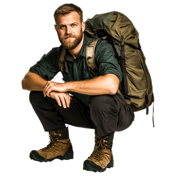 Adventurer with Backpack in Outdoor Setting png