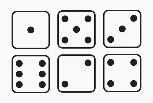 Black and White Dice Set with Various Faces vector
